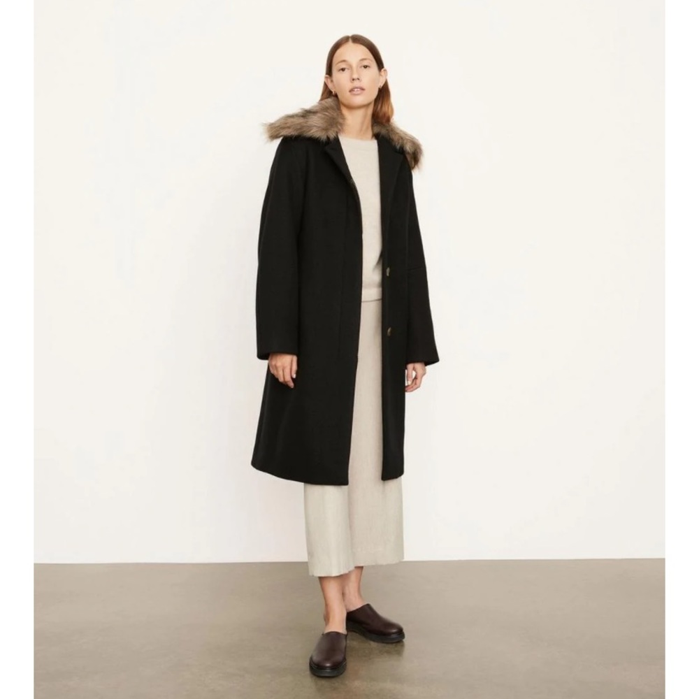 Vince Faux Fur Collar Coat